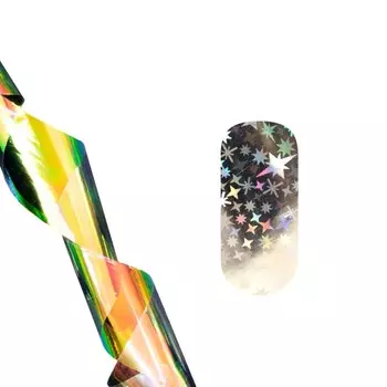 Фольга переводная для литья в банке POLE, серебряные звезды