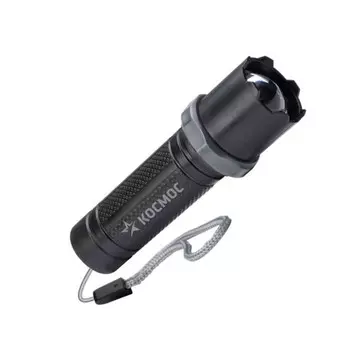 Фонарь аккумуляторный КОСМОС, ручной LED 1Вт линза зум АКБ, Li-ion 14500 0.45А.ч, USB-шнур ABS-пластик