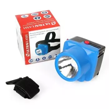 Фонарь аккумуляторный налобный LED5375 LED 0.4Вт 2 режима 220В пластик. голуб. (бокс) Ul