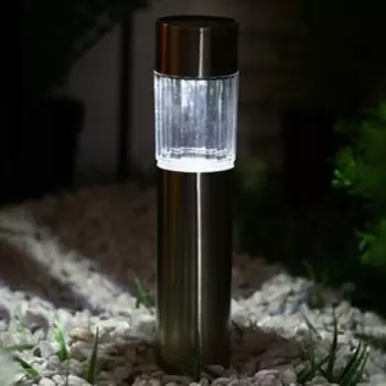 Садовый светильник на солнечной батарее «Цилиндр», 5 × 31 × 5 см, 1 LED, свечение белое
