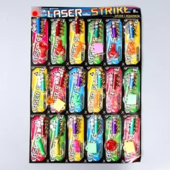 Фонарик лазер 5 насадок+свисток МИКС 16,5х6,5х1 см