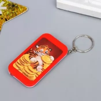 Фонарик на кольце "Тигруля с золотыми монетами - рублями" 6,5х3,5х1 см