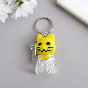 Фонарик свет на кольце "Кот манэки-нэко" МИКС мигает 5х3,5х2 см