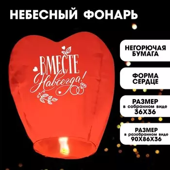 Небесный фонарик «Вместе навсегда» сердце, красный