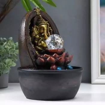 Фонтан настольный от сети "Ганеша в лотосе" 28х19х19 см