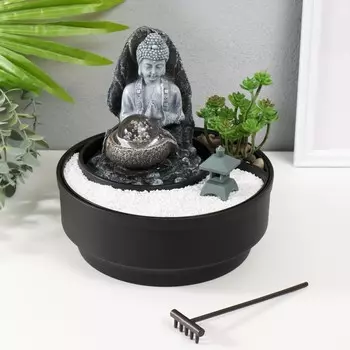 Фонтан настольный, японский сад камней «Будда в саду Дзен», от сети с подсветкой, 212121 см