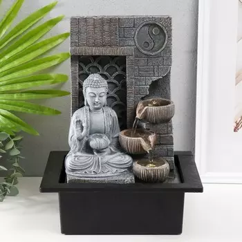 Фонтан настольный с подсветкой «Будда с лотосом. Инь-ян», от сети, 252032 см