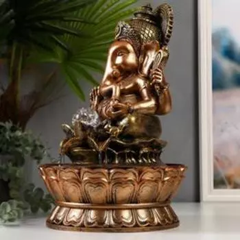 Фонтан настольный от сети, подсветка "Ганеша и лотос" 42х28х28 см