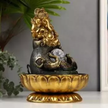Фонтан настольный от сети, подсветка "Ганеша на троне-слоне" 32х23х23 см
