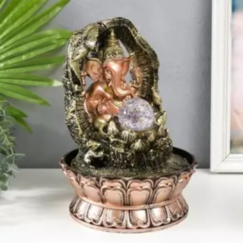 Фонтан настольный с подсветкой «Ганеша в арке с лотосом», от сети, 28.520.520.5 см
