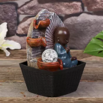 Фонтан настольный от сети, подсветка "Маленький будда - медитация" 22х13х13 см