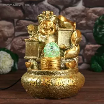 Фонтан настольный от сети, подсветка "Весёлый хотей" золото 26х18х17 см