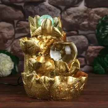 Фонтан настольный с подсветкой «Золотой карп и лотосы», от сети, золото, 261817 см