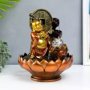 Фонтан настольный с подсветкой "Хотей с монетой" 26х26х32 см