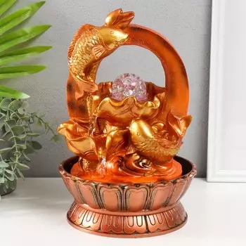 Фонтан настольный с подсветкой «Золотые карпы», от сети, 202027 см