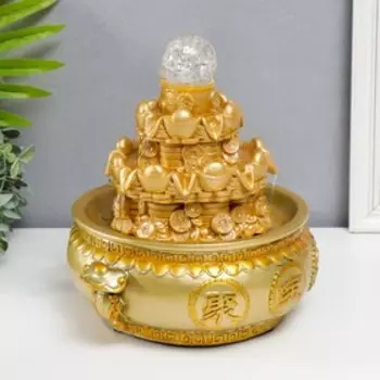 Фонтан настольный с подсветкой "Золотые слитки и монеты" 26хх24х30 см