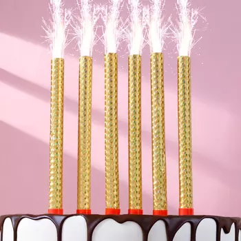 Свеча в торт фонтан «Золото», 4 шт., 18 см, 50 сек