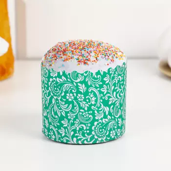 Форма бумажная для кекса, маффинов и кулича «Флора зелёная», 7060 мм