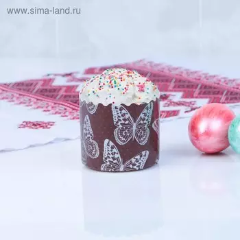 Форма бумажная для кекса, маффинов и кулича "Бабочки" 70 x 60 мм