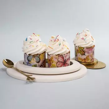 Форма бумажная для кекса, маффинов и кулича "Бабочки цветные" 60 х 45 мм