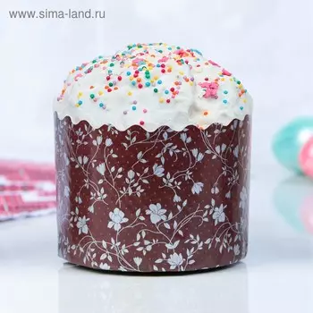 Форма бумажная для кекса, маффинов и кулича "Цветочные нити" 110 х 85 мм