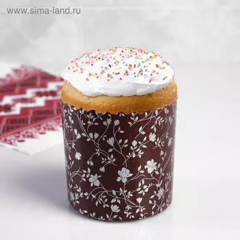 Форма бумажная для кекса, маффинов и кулича "Цветочные нити" 90x90 мм