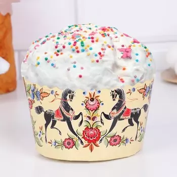 Форма бумажная для кулича Деко-про «Городец», 118.5 см, молочный