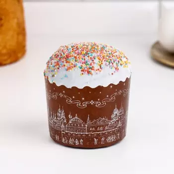 Форма бумажная для кекса, маффинов и кулича "Храм серебро" 70х60мм (фасовка 2000 шт)