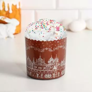 Форма бумажная для кекса, маффинов и кулича "Храм серебряный" 90 x 90 мм