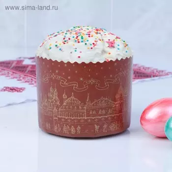 Форма бумажная для кулича "Храм золотой", 110 x 85 мм