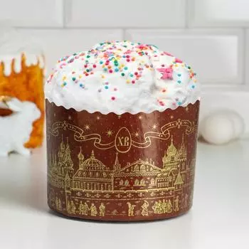 Форма бумажная для кулича "Храм золотой" 134 x 100 мм