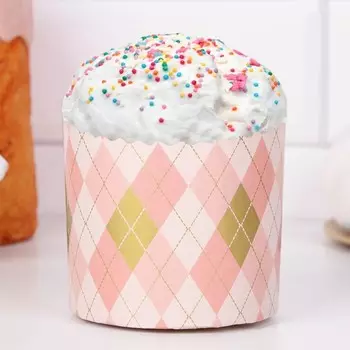 Форма бумажная для кекса, маффинов и кулича "Ромбики" 90х90 мм, (фасовка 2000 шт) МИКС