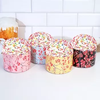 Форма бумажная для кекса, маффинов и кулича "Сакура" 124х90 мм МИКС