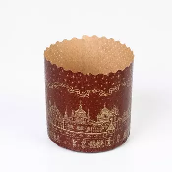 Форма для кулича бумажная Деко-про «Храм золотой», 99 см, коричневая