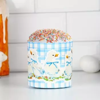 Форма бумажная для кулича "Утята" 90 х 90 мм, МИКС