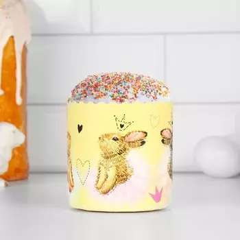 Форма бумажная для кулича "Зайчики" 90 х 90 мм, МИКС