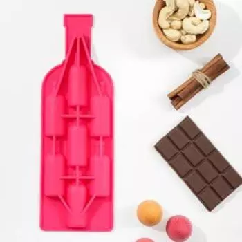 Форма для льда и кондитерских украшений Доляна «Бутылка», 22,5×8 см, 7 ячеек (6,3×2,2×1,5 см), цвет МИКС