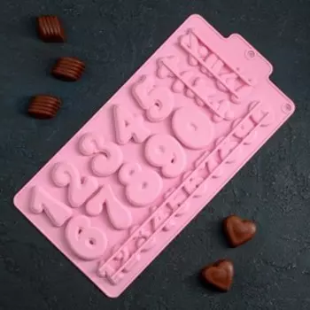 Форма для шоколада Доляна «Цифры», силикон, 30.216 см, 28 ячеек, МИКС