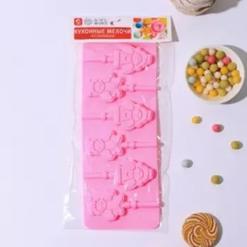 Форма силиконовая для леденцов Доляна «Ангел и демон», 259,5 см, 6 ячеек (53 см), с палочками, цвет МИКС