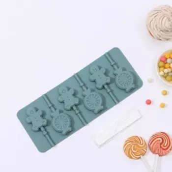 Форма силиконовая для леденцов Доляна «Человечек, карамель», 239,5 см, 6 ячеек, с палочками, цвет МИКС