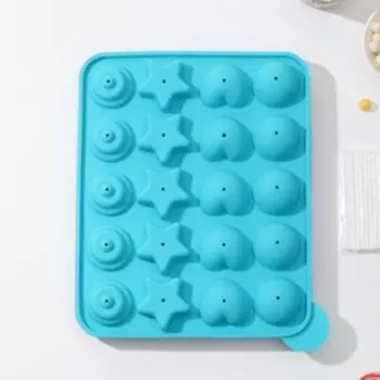 Форма для леденцов «Сладости-радости», силикон, 23193 см, 20 ячеек, с палочками, цвет МИКС