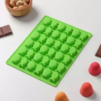 Форма для мармелада Доляна «Рыбки», силикон, 18,5141 см, 36 ячеек (2,51,5 см), цвет зелёный