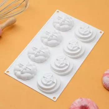 Форма силиконовая для муссовых десертов и выпечки Доляна «Безе», 29,5172 см, 8 ячеек, d=6,5 см, цвет белый