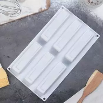 Форма для муссовых десертов и выпечки Доляна «Качели», 30×17,5×2,8 см, 6 ячеек,12×3 см, цвет белый