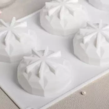 Форма для муссовых десертов и выпечки Доляна «Кристалл», 29.5173.5 см, 6 ячеек (d=6.5 см), силикон, белая