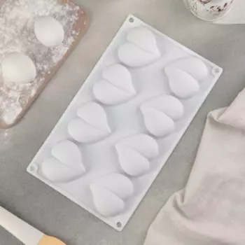 Форма силиконовая для муссовых десертов и выпечки Доляна «Рандеву», 29,517,22 см, 8 ячеек, 6,56,3 см, цвет белый