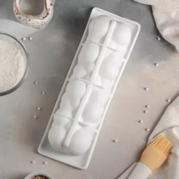 Форма для муссовых десертов и выпечки Доляна «Воздушные пузыри», 29×9,5 см (внутренний размер 26×7,5 см), цвет белый