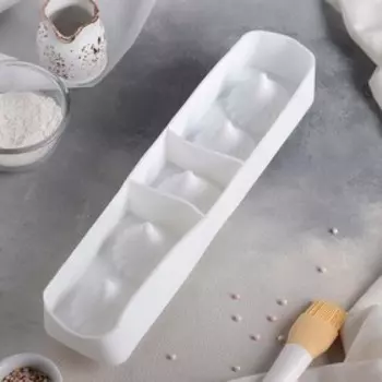 Форма для муссовых десертов и выпечки Доляна «Взбитые сливки», 40×9,5×8 см, 5 ячеек, цвет белый