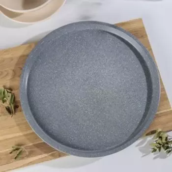 Форма для пиццы Доляна «Элин Мрамор. Пицца», d=33,6 см, антипригарное покрытие, цвет серый