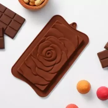Форма для шоколада Доляна «Роза», силикон, 17.510.51 см, коричневая